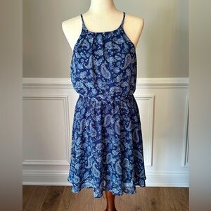 Blue Rain Francesca’s Blue Paisley Print Dress size Medium NWT